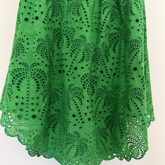 Farm Rio Green Palm Tree Eyelit Halter Neck Midi Dress Size Small - Picture 11 of 16